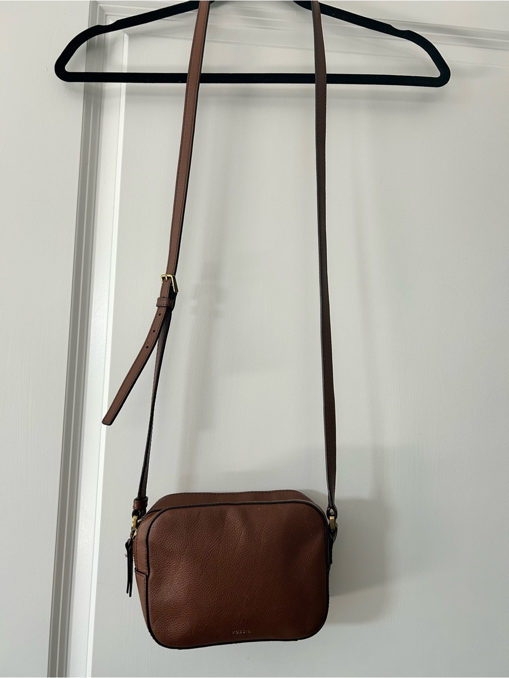 Fossil Brown Leather Mini Crossbody Bag